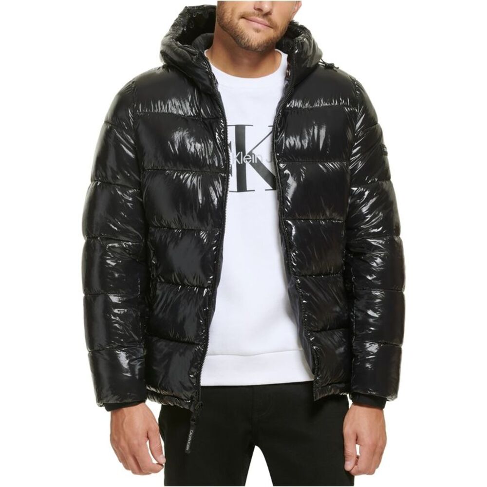 Calvin Klein Mens High Shine Hooded Puffer Jacket, NWT